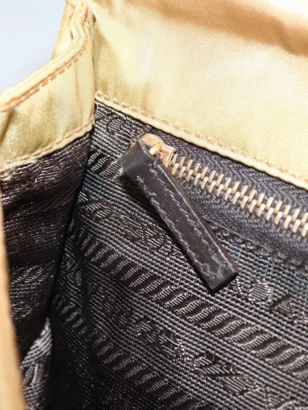PRADA Shoulder Bag Nylon Beige Gold - Picture 12 of 16
